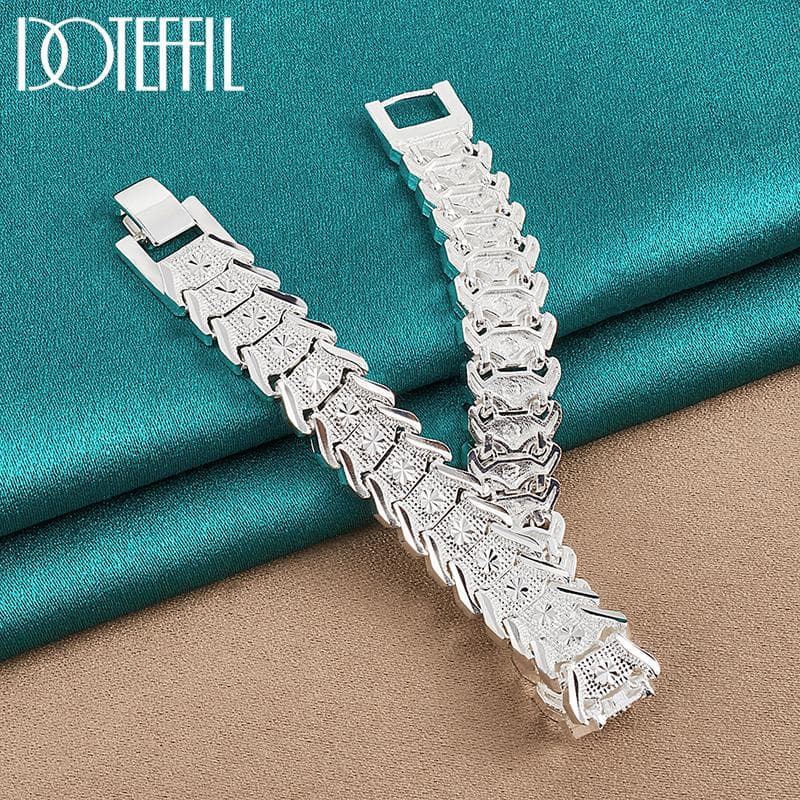 Strap Bracelet 925 Sterling Silver Women Men Fashion Wedding Jewelry 20cm