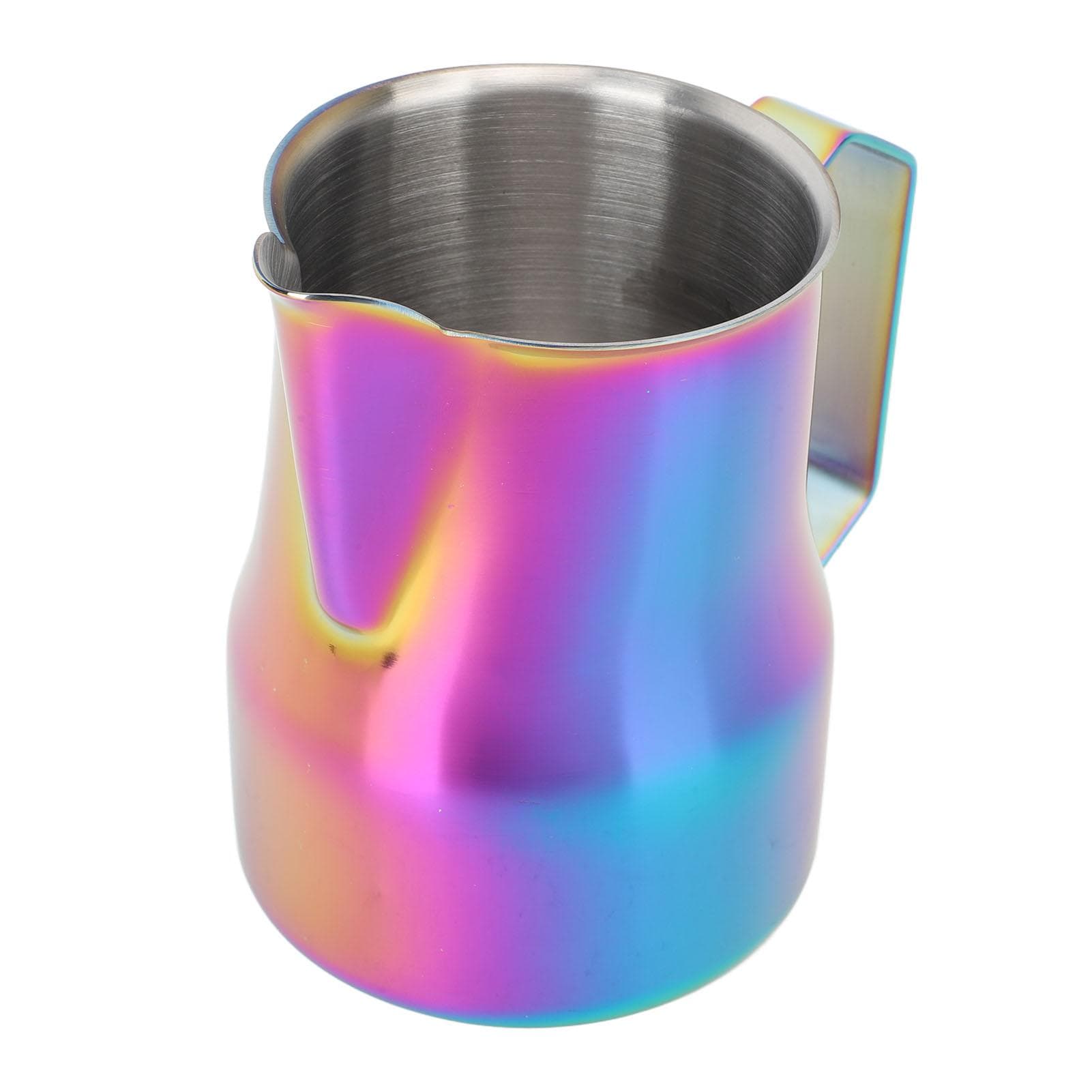 Milk Pitcher 450ML 304 Stainless Steel Frothing Cup Drip Free Coffee Steaming Pitcher Titanium Colorful