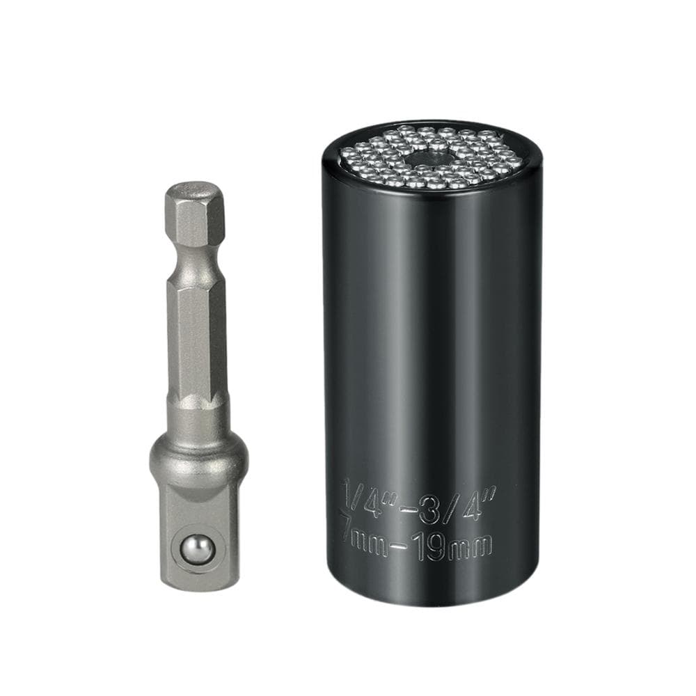 7mm-19mm Multi-functional Universal Socket Metric Wrench Power Drill Adapter Socket Set black