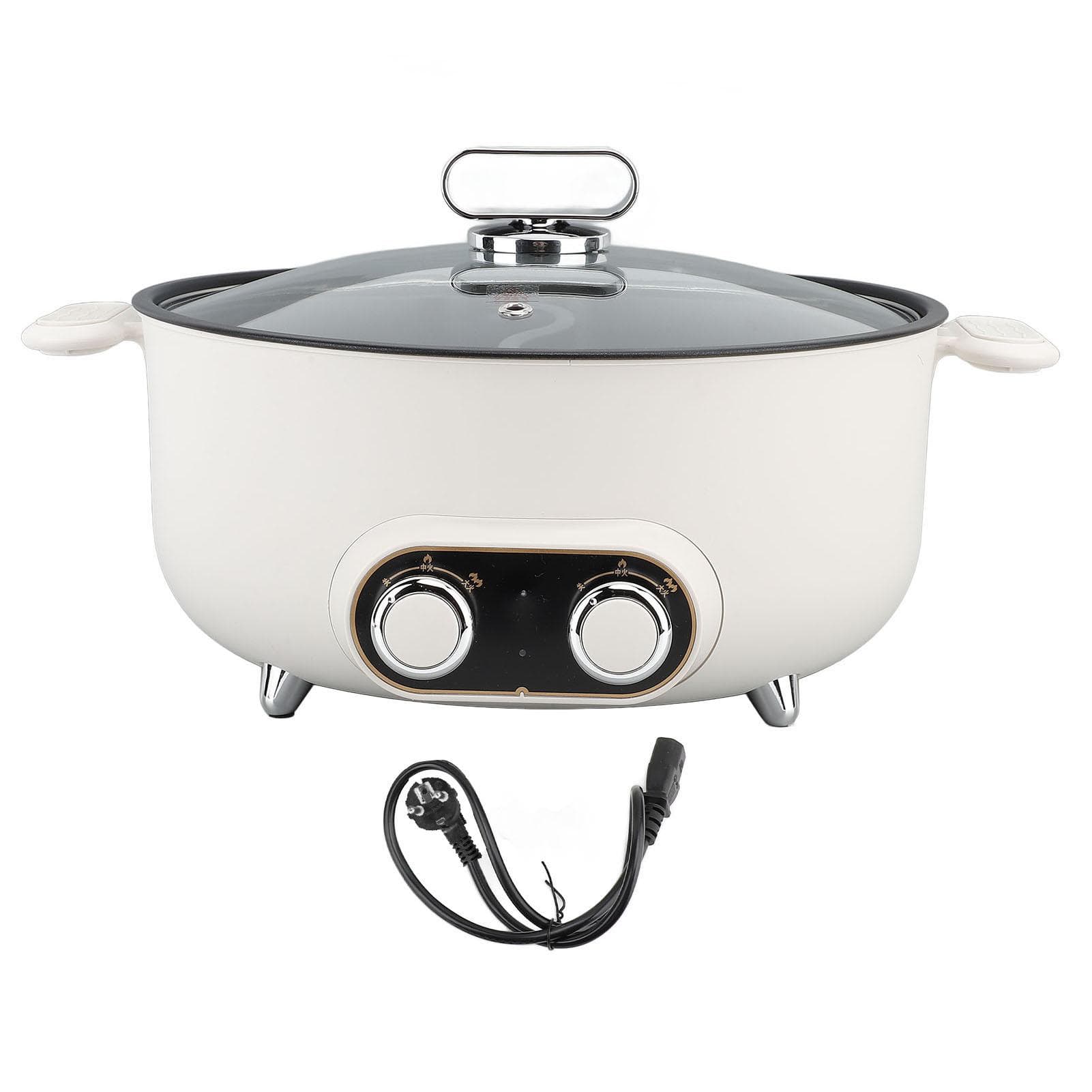 Electric Dual Sided Pot 3L Plus 3L High Capacity 2000W Fast Heating Adjustable Temperature Control L