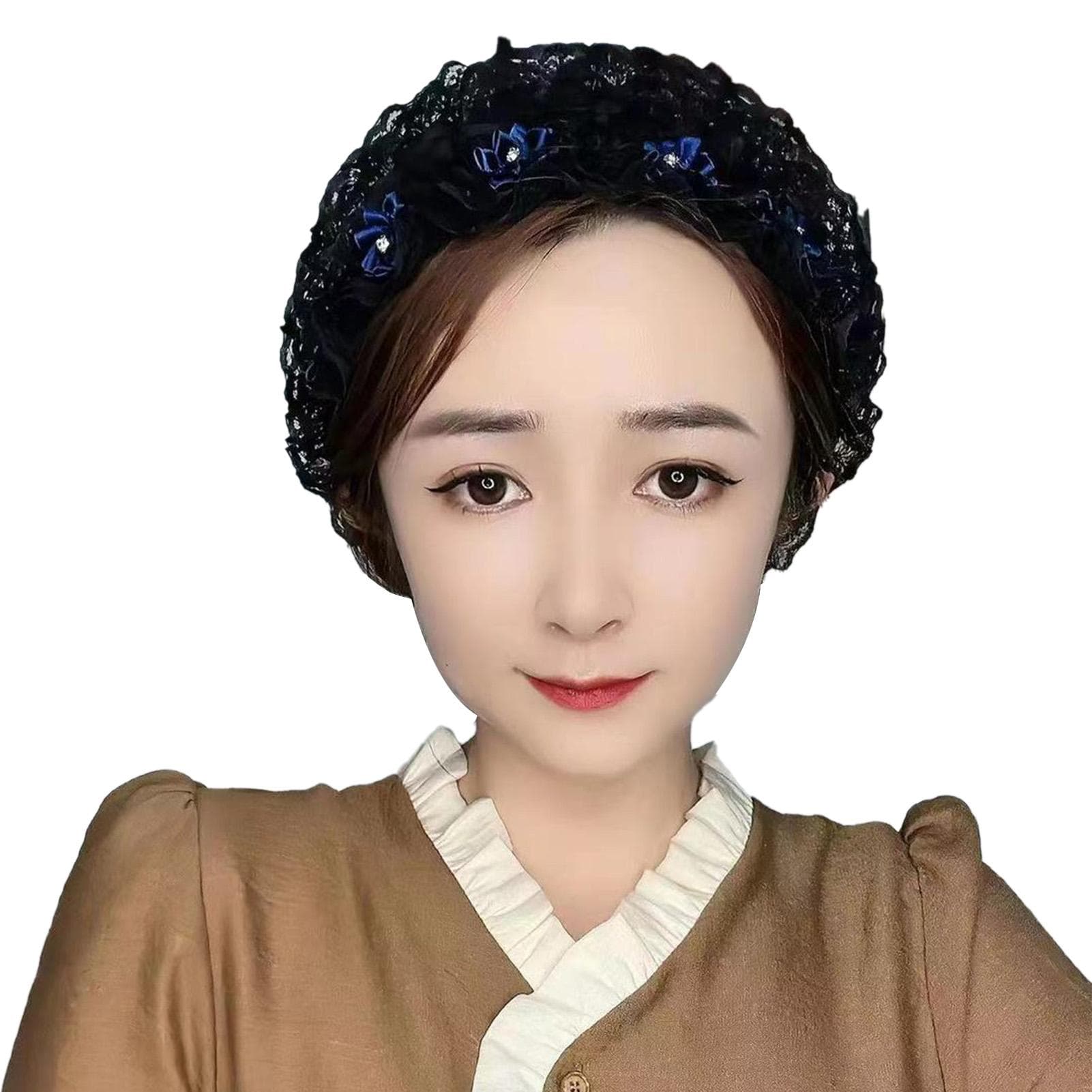 Women Lace Headwear Stylish Elegant 5 Flowers Breathable Lightweight Women Lace Headwrap Hat for
