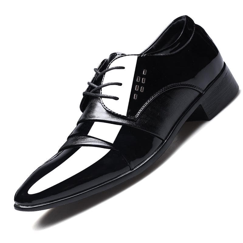 New Leather Shoes Men's Business Dress Shoes Korean Style Men's Shoes Large Size Pointed Toe Casual Shoes 48 black
