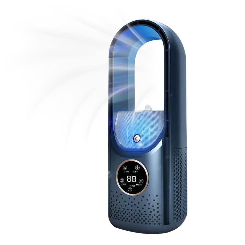 USB Plug-in Bladeless Fan Portable Air Conditioner Fan with 6 Speed Adjustment, Timing Spray blue