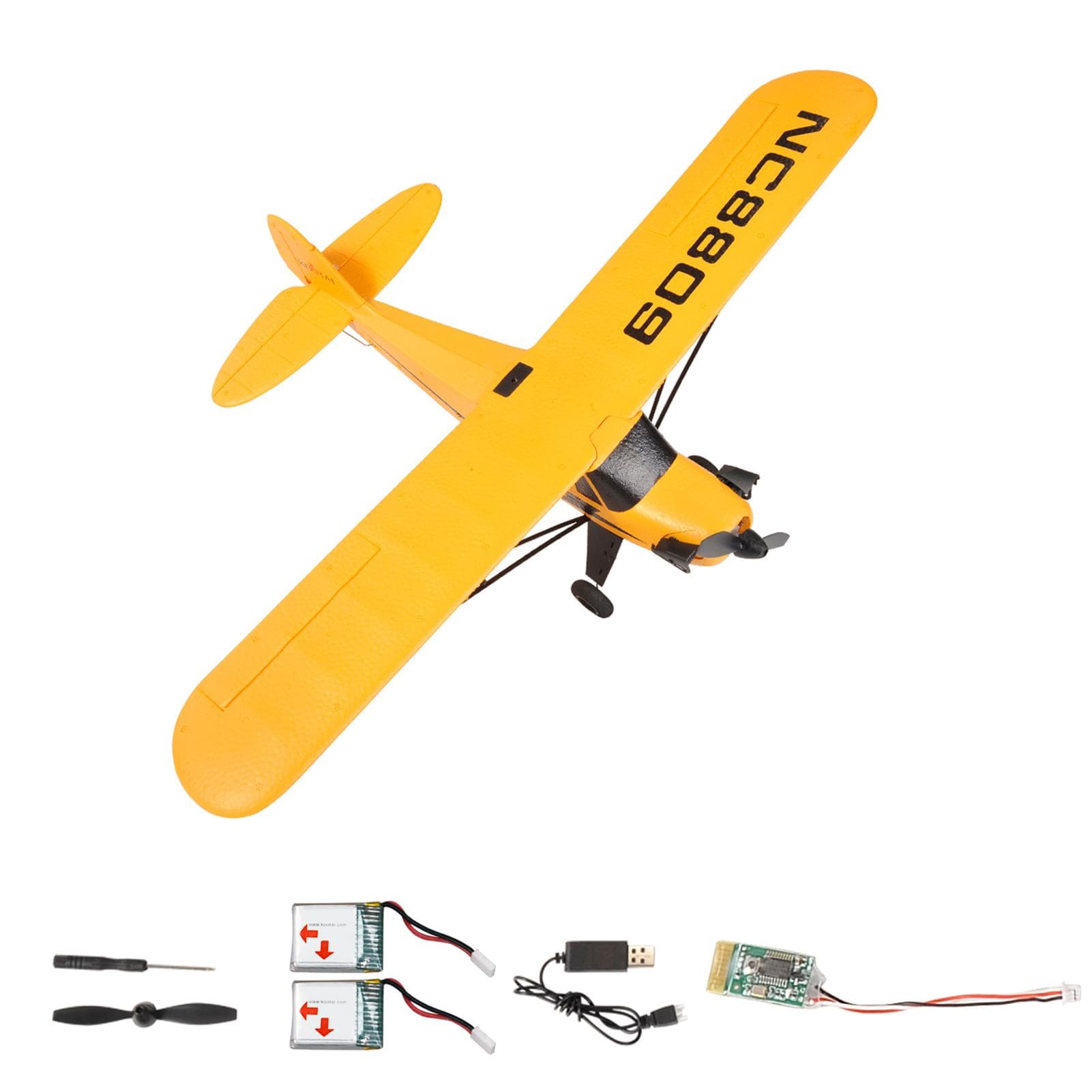 Remote Control Airplane 3D/6G Remote Control Plane 2.4GHz Gliding Aircraft Flight Toys for Adults no remote controller 2 battery yellow