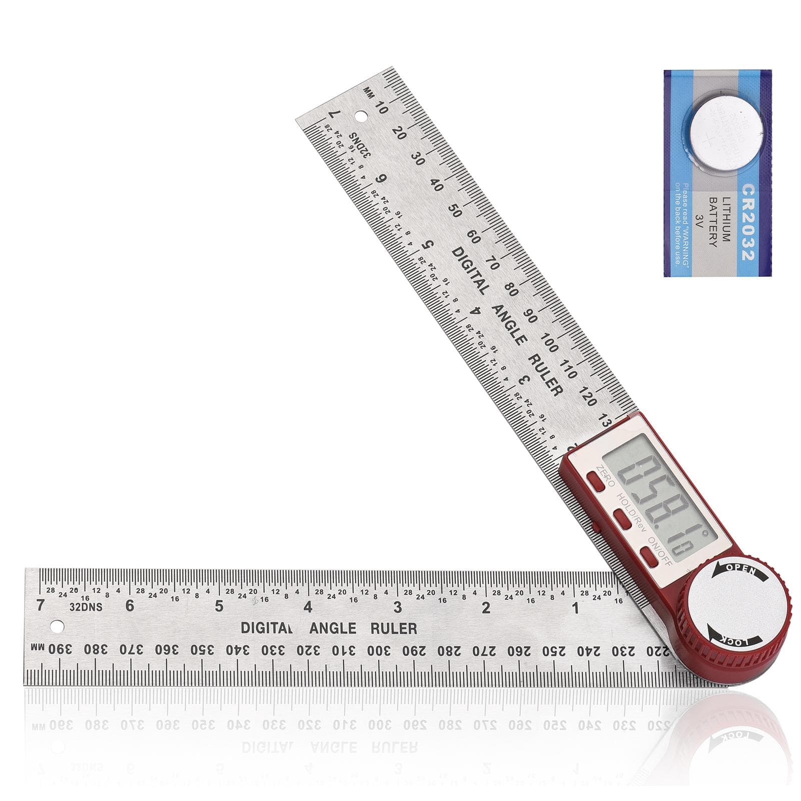 Digital Angle Finder Ruler 7inch/ 200mm Stainless Steel Angle Finder Protractor with LCD Display silver