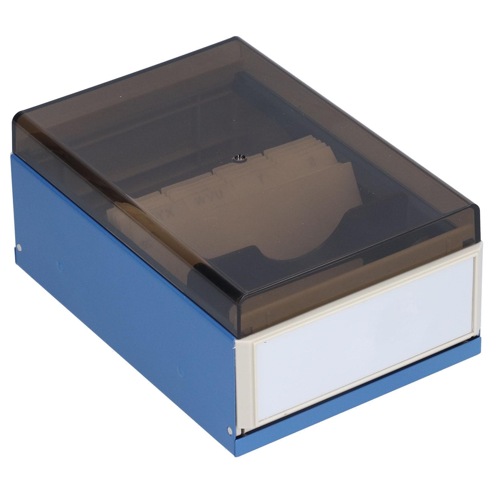 KW-trio Index Card Holder Blue Large Capacity Convenient Practical Storage Box for Office