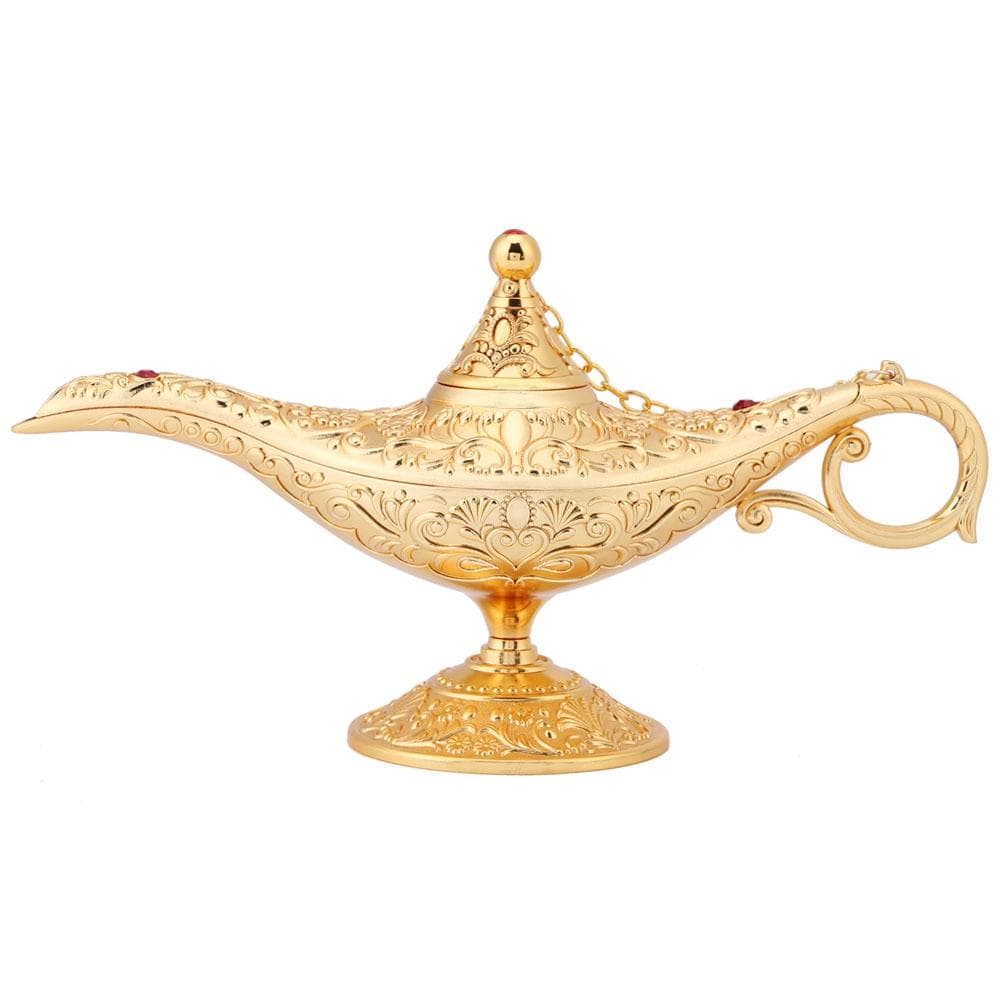 Metal Carved Legend Wishing Oil Lamp Tea Pot Retro Home Furnishing Article Decoration(gold) white