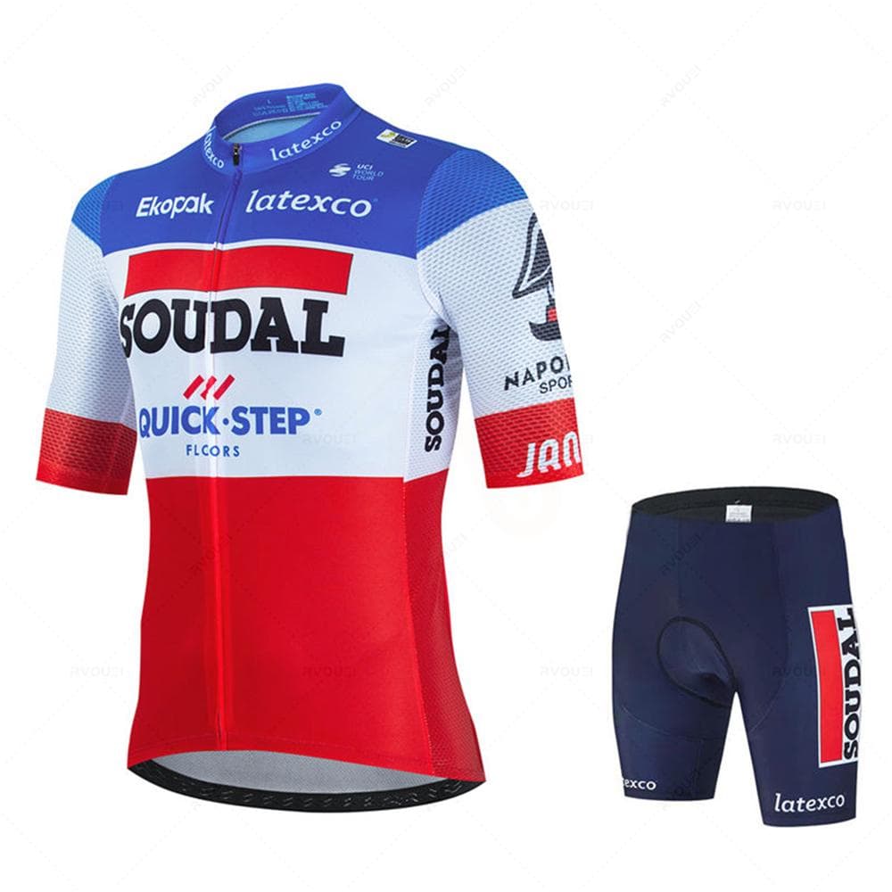 Soudal Quick Step Cycling Jersey Set Summer Belgium Bicycle Breathable Men MTB Bike Clothing Maillot Ropa Ciclismo Uniform Suit XXS