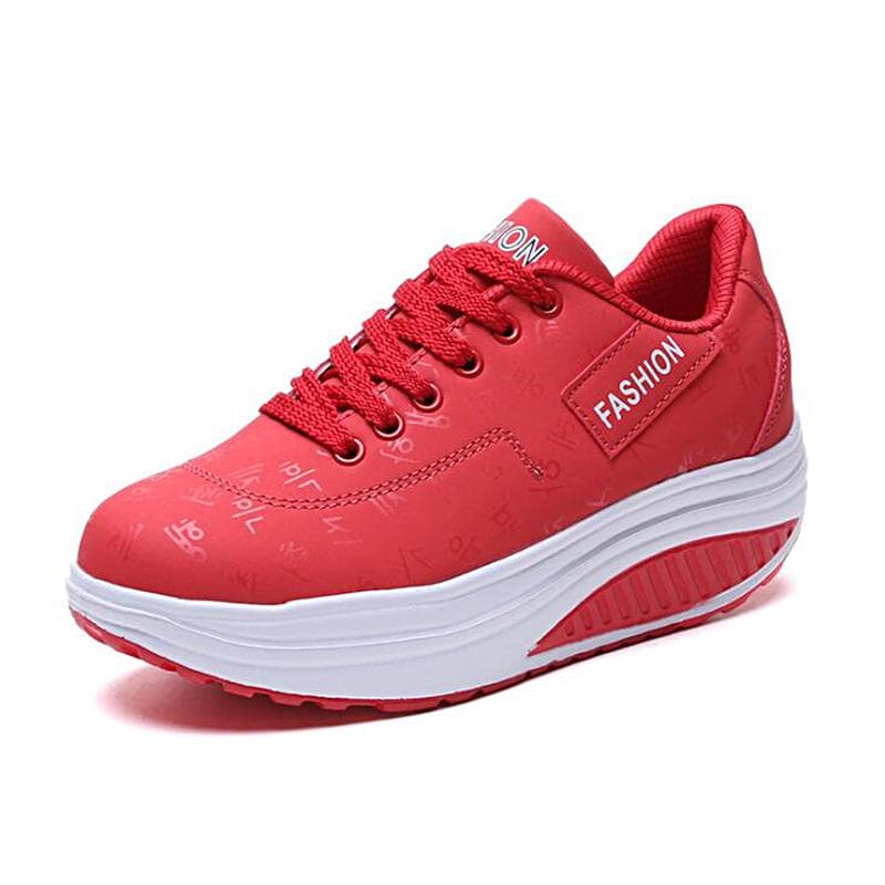 Women's Casual Sports Comfortable Breathable Flat Bottom Increased Casual Platform Shaker Shones 37 red