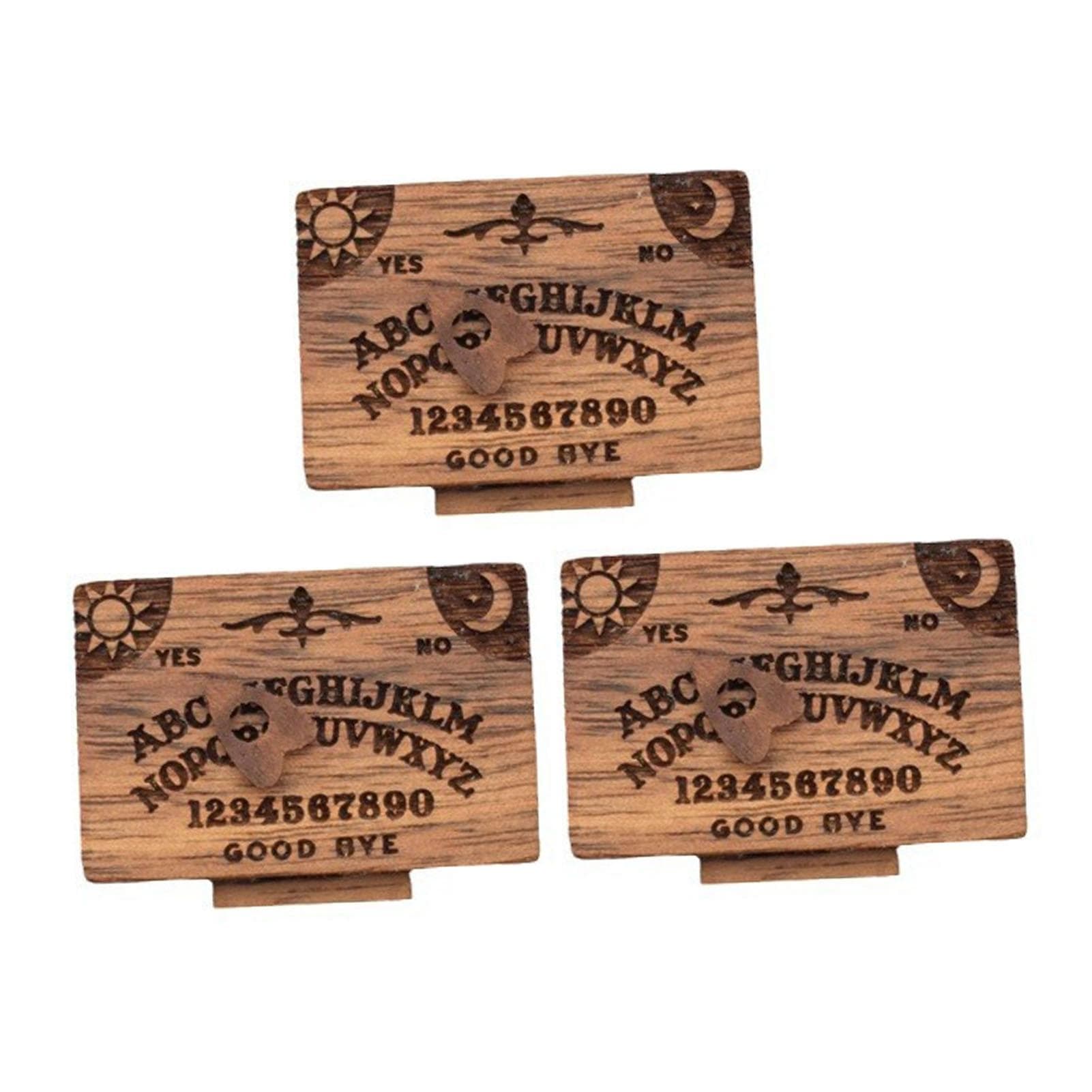 Miniature Wooden Ouija Board with Drawer Heart Pattern Functional Spirit Board Decoration for Home