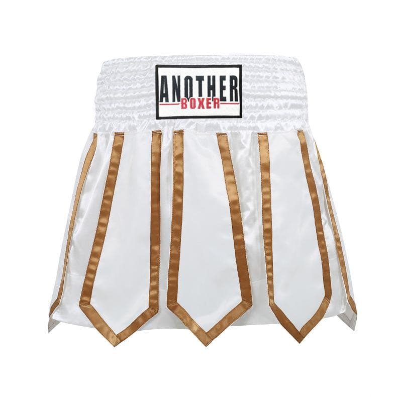Streamer Style Boxing Training Trunks Free Fighting Sanda Half Pants Muay Thai Shorts for Men Women and Kids Arena Competition M white