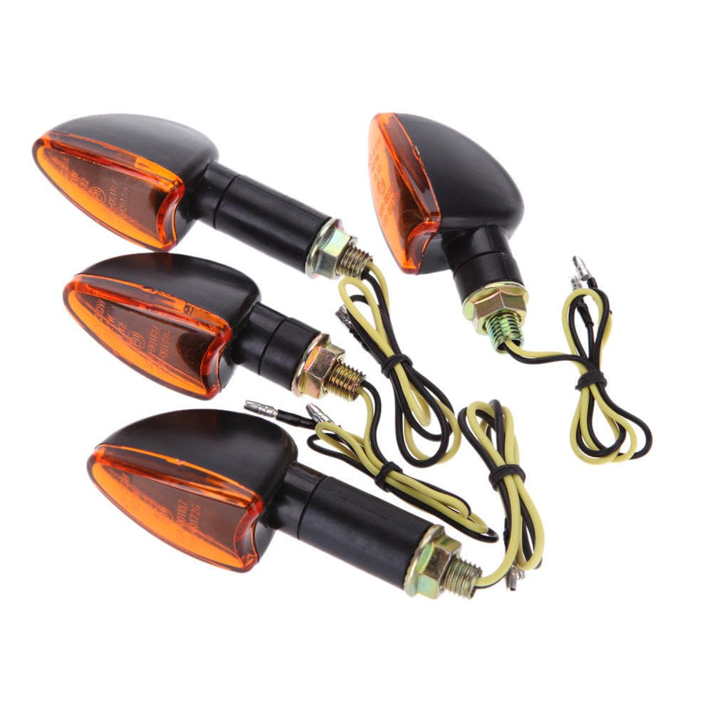 4pcs 12V Motorcycle Light  Amber Front & Back Turn Signal Indicator Lamp