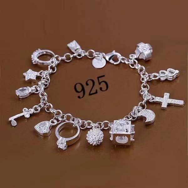 925 Silver Fashion Thirteen Charm Bracelet for Women - European & American Style