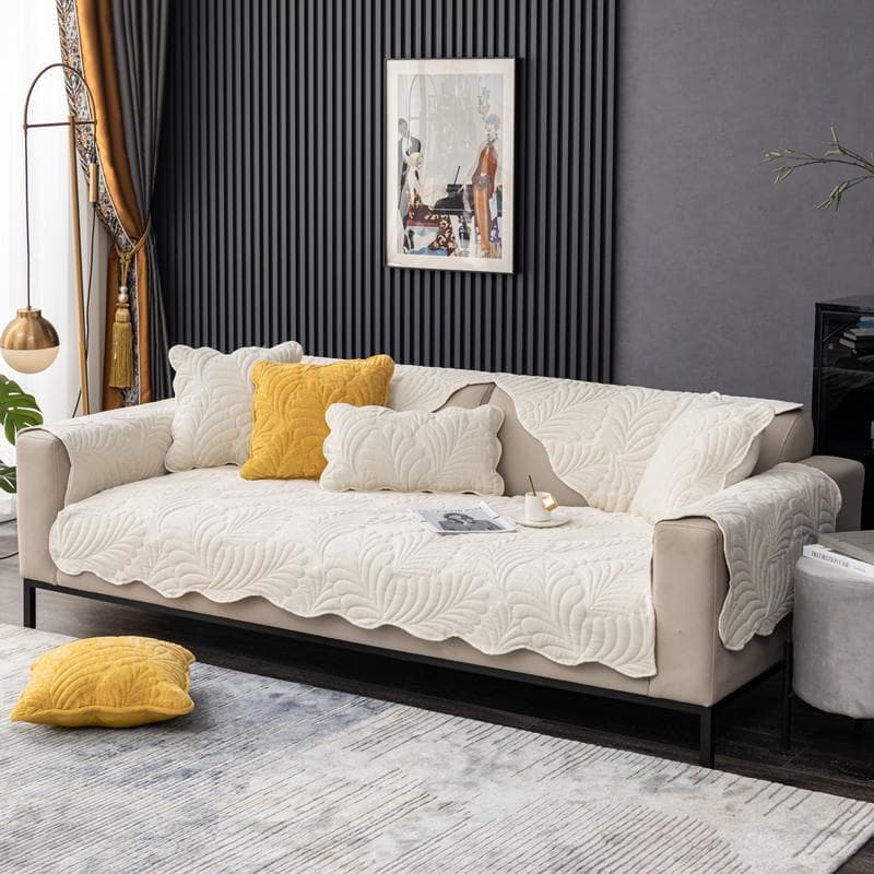 Chenille Sofa Cushion Non-slip 4 Season Universal Sofa Cover Solid Color Irregular Leaf Sofas Towel Living Room Decor Cushion 70x70cm 1pcs