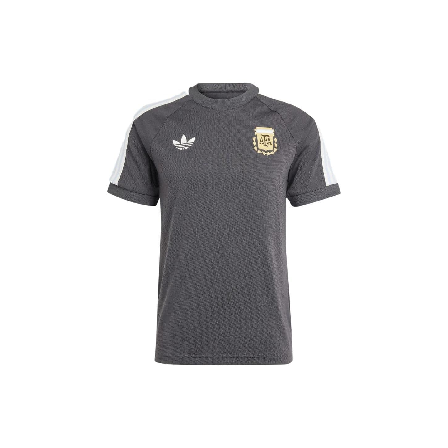 Adidas Originals Logo Print Stripe Crew Neck Short Sleeve T-Shirt Men Tops Grey IU2154 L