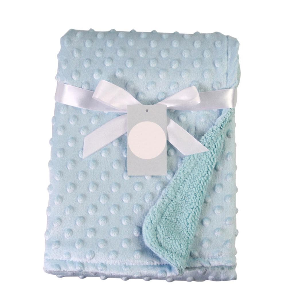 76*102cm Cute Infant Baby Warm Double Layer Blankets Swaddle Bathing Towels blue