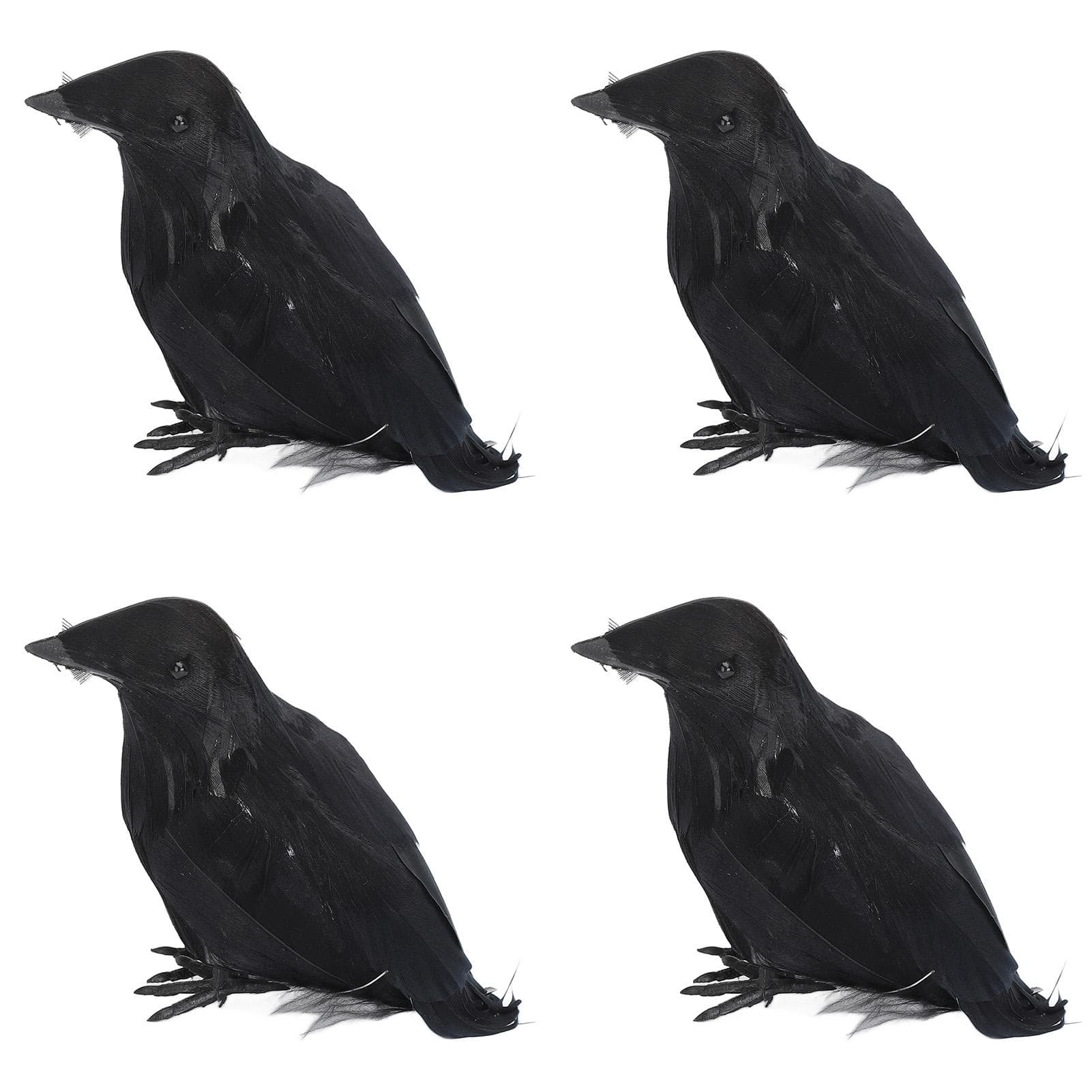 4pcs Halloween Crows Decoration Black Simulated Feather Crows Ornaments Lifelike Crow Photography