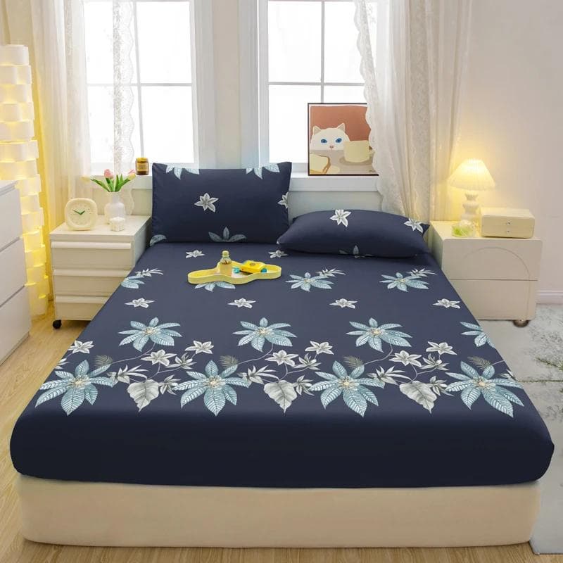 1 Simple Modern Plant Flower Printed Matte Fitted Sheet, Bedroom Printed Bed Cover, Bedding (Excluding Pillowcases) 71x132cm