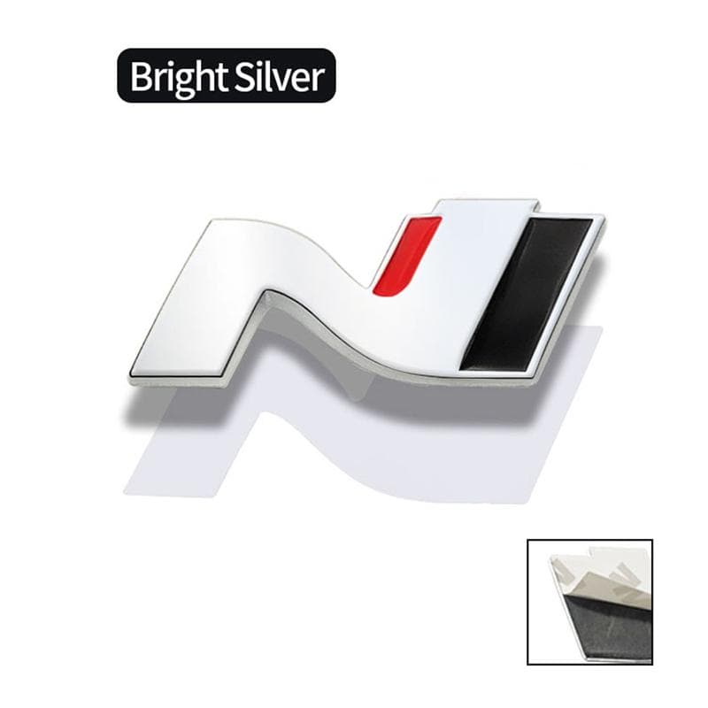 3D Metal N Emblem Grille Badge Stickers Decal For N LINE i30 i20 Sonata Accent Tucson Elantra IX35 Coolpad Azera Getz silver