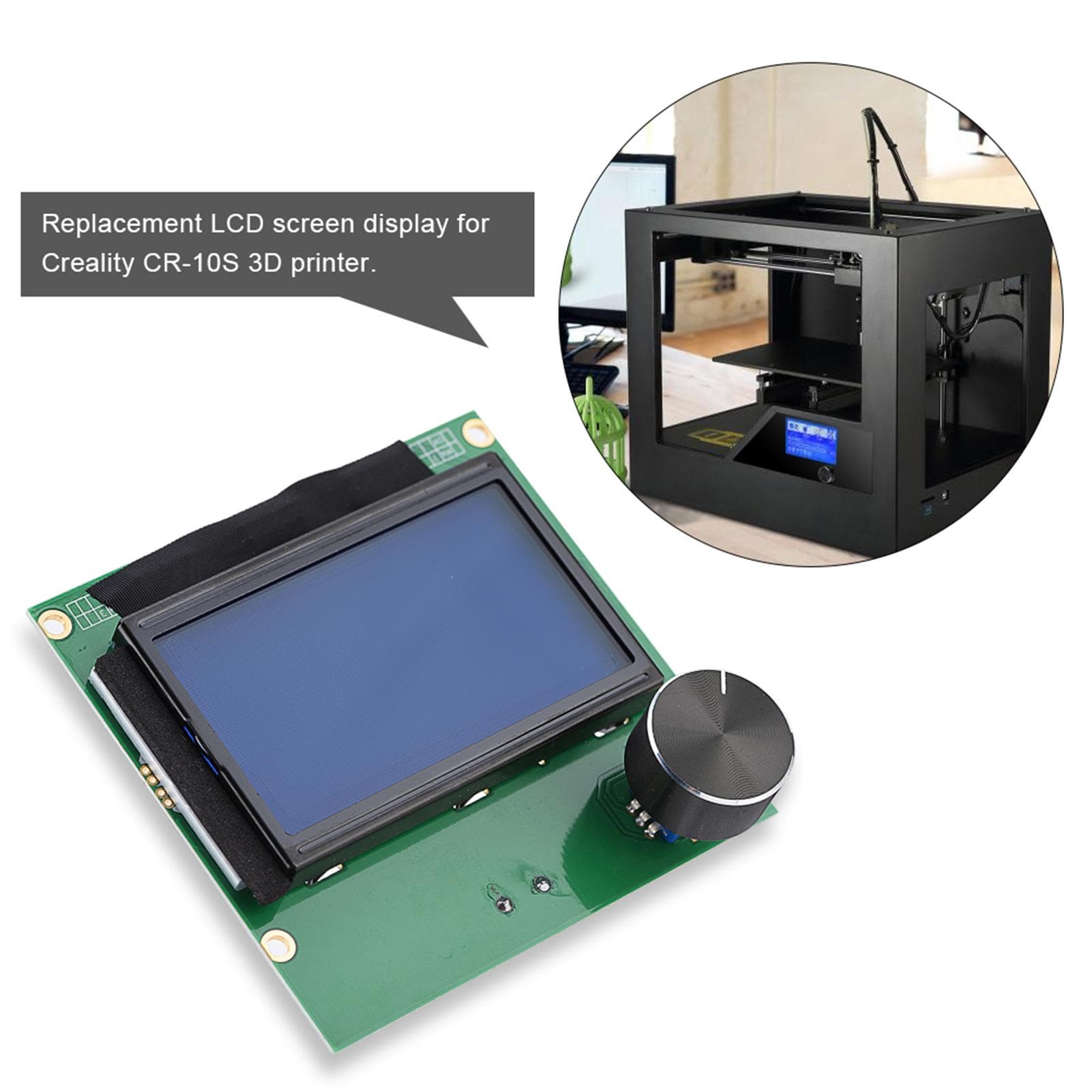 Replacement LCD Display Screen with 2 Cable for Creality CR‑10S 3D Printer