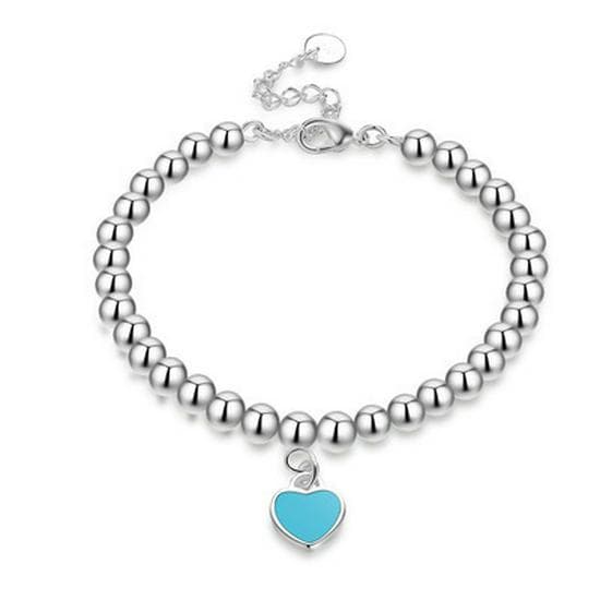 Yibaijia T-Home Love Necklace 925 Sterling Silver Red Heart Enamel Pendant