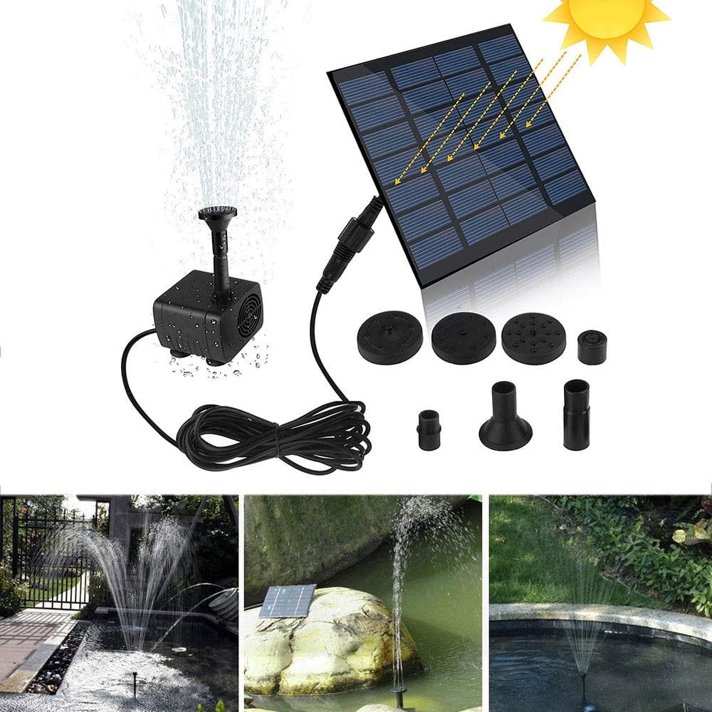 Mini Solar Fountain Pump Solar Water Pump Power Panel Kit Solar Panel Water Pump for Garden Pool black