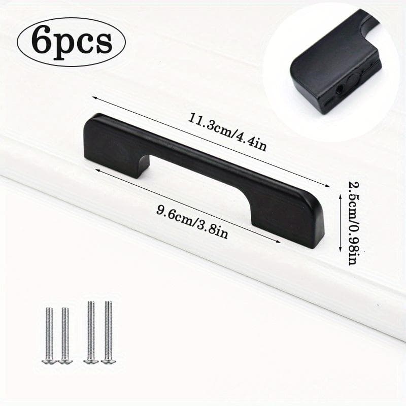 6 Pieces Aluminum Alloy Material Black Cabinet Pulls, American Solid Thickened Kitchen Cabinet Pulls, Drawer Knobs, Furniture Hardware Hole distance 9.6cm black