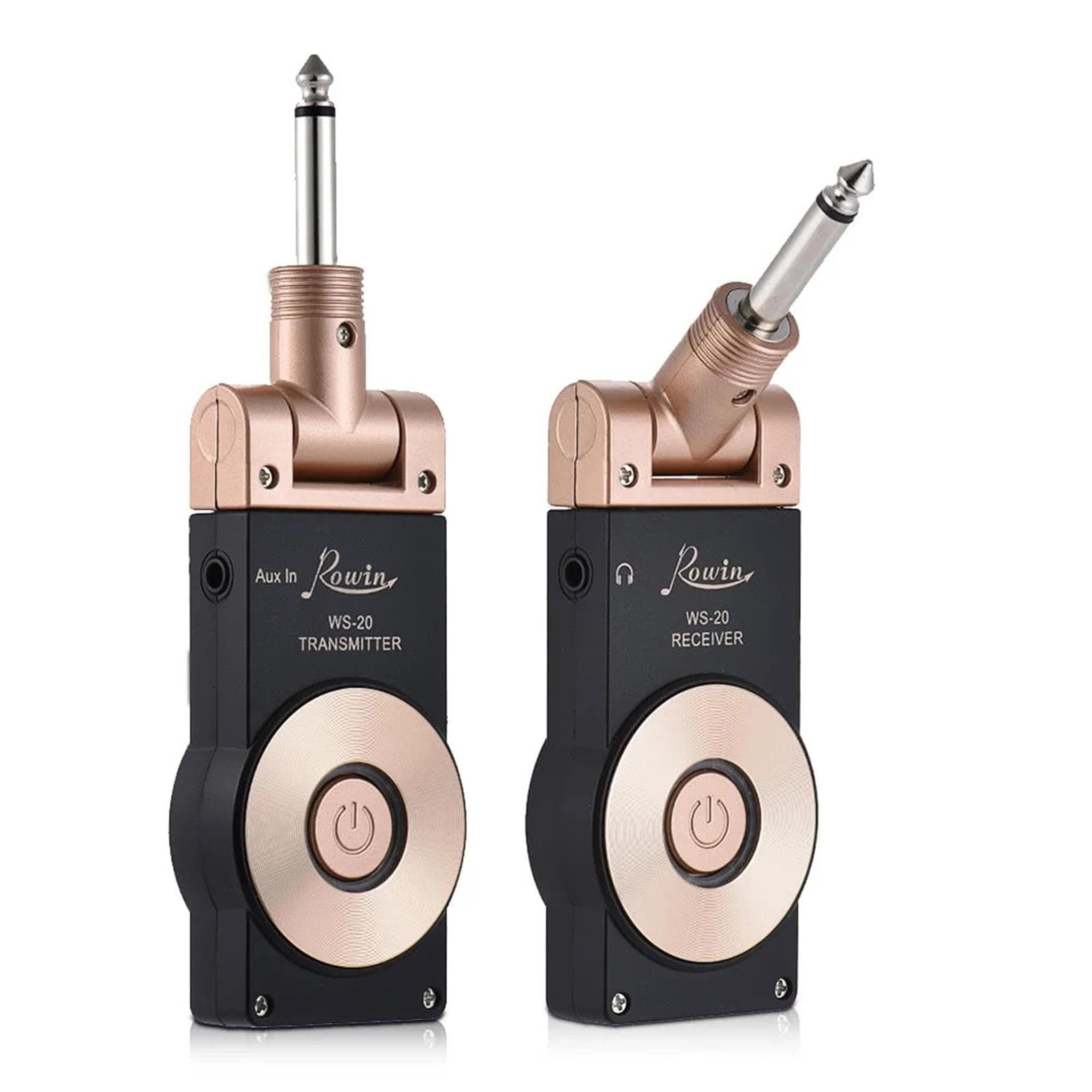 Rowin WS-20 2.4G Wireless Rechargeable Electric Guitar Transmitter Receiver Set 30 Meters gold