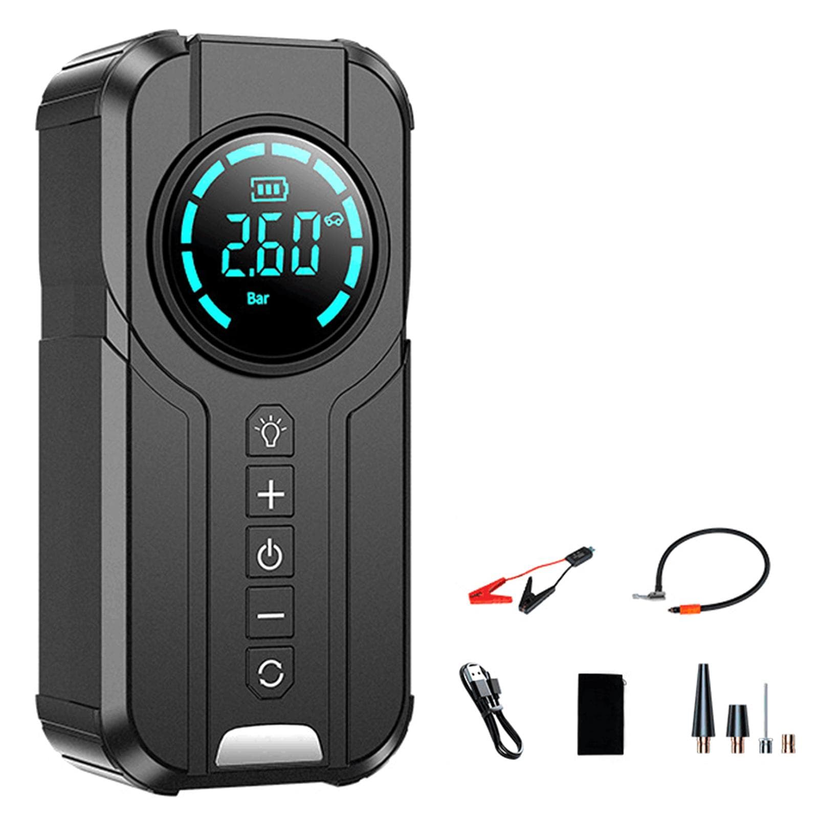 Jump Starter with Air Compressor, 1000A Portable Battery Booster with 150 PSI Tire Inflation black