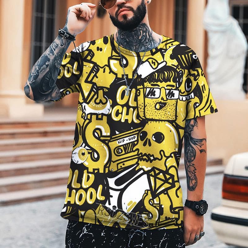 2022 New Men's Fashion Street Hip-hop Graffiti 3d Printing T-shirt XXL