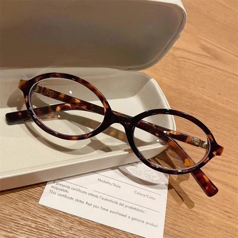 Oval Leopard Print Anti Blue Light Glasses Luxury Fashion Flat Mirror Eyewear Accessories for Women 1PC