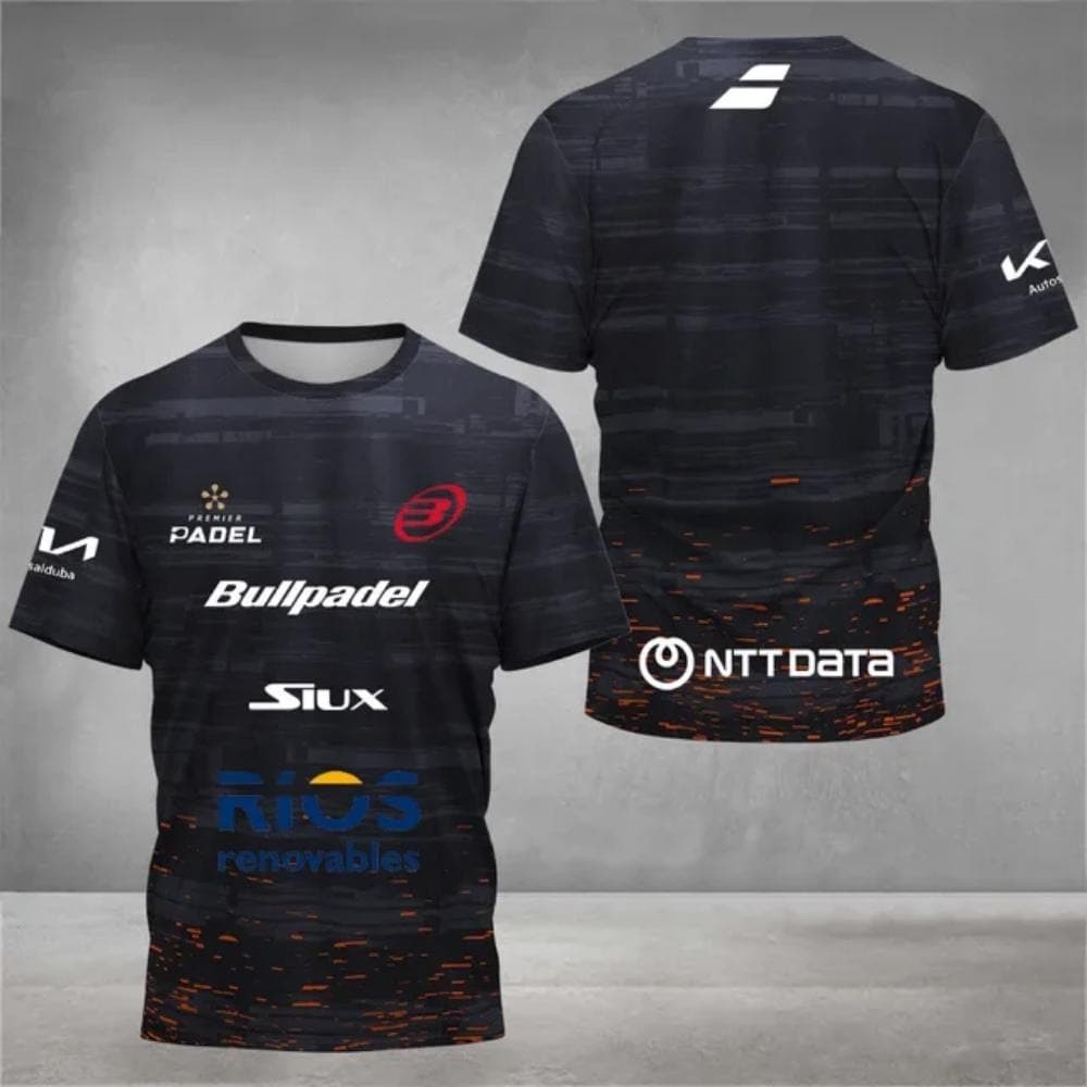 Padel tennis fan breathable quick drying T-shirt, men's tennis training top, 3D printed summer short sleeved clothing, round M