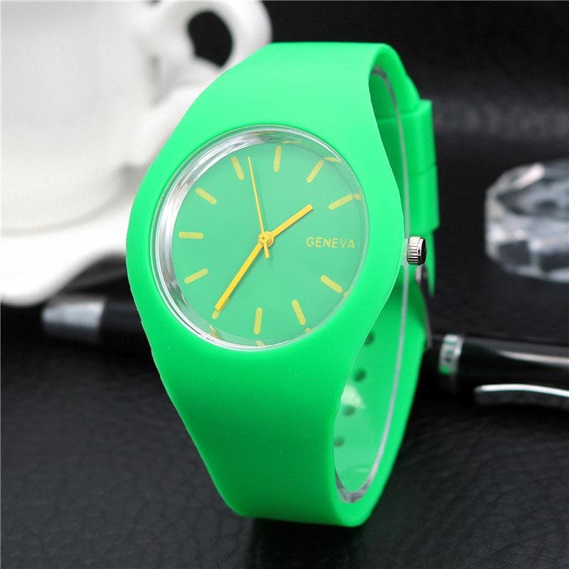Silicone Watch Fashion Jelly Candy Geneva Men's Watch Women's Watch Quartz Ultra-thin Watch green