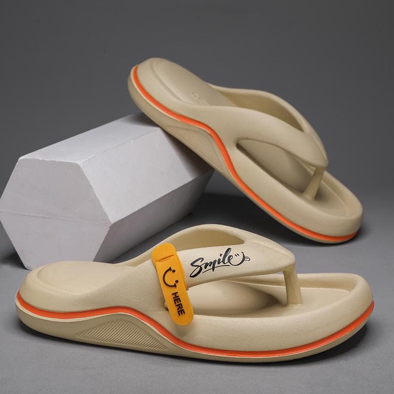 Flip Flops Mens Thong Sandals Summer 2024 New Men Shoes Thick Bottom EVA Non-slip Slide Slippers Outdoor Indoor Couples Shoes 36-37 khaki