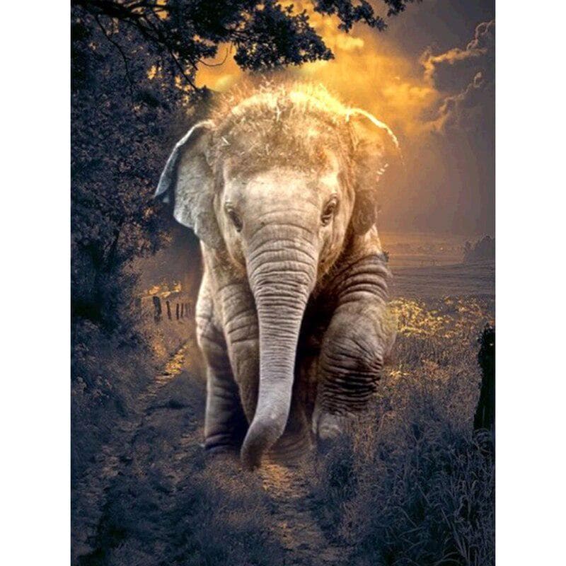 5D Diamond Painting Animal Elephants Embroidery Cross Stitch 20X30CM