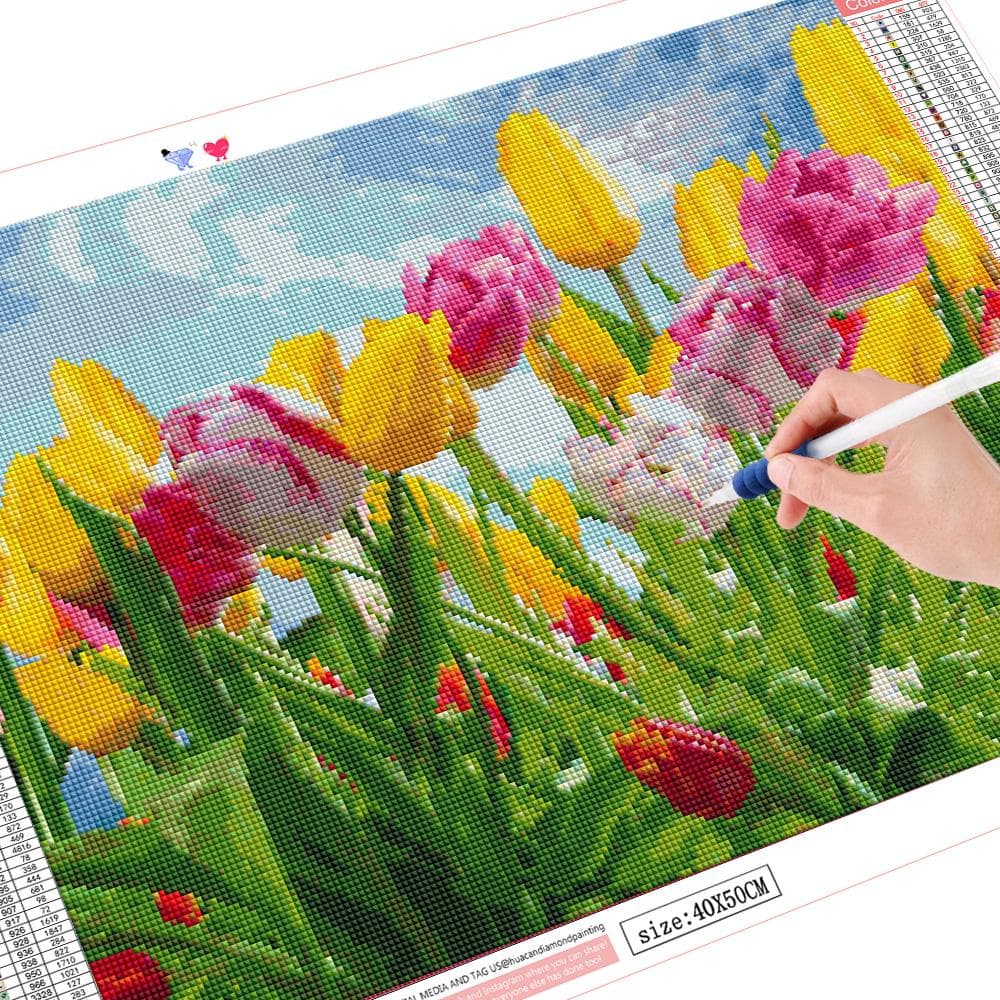 Diamond Painting Flower Tulip Full Square Drill Diamond Embroidery Flower Mosaic Kit 20X30CM