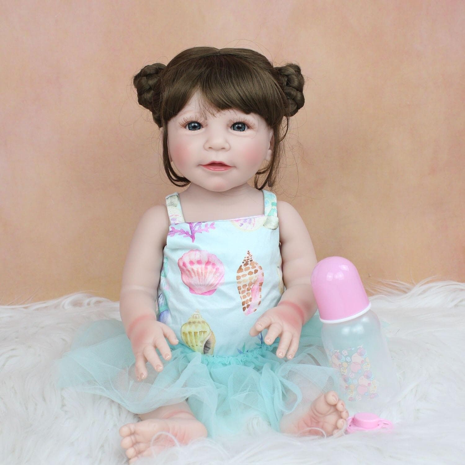 BZDOLL 48cm Full Body Silicone Reborn Baby Doll Alive Girl 19 Inch Vinyl Bebe Newborn Lovely Birthday Gift Kid Bathe Play House Toy 55cm, Full Body Silicone