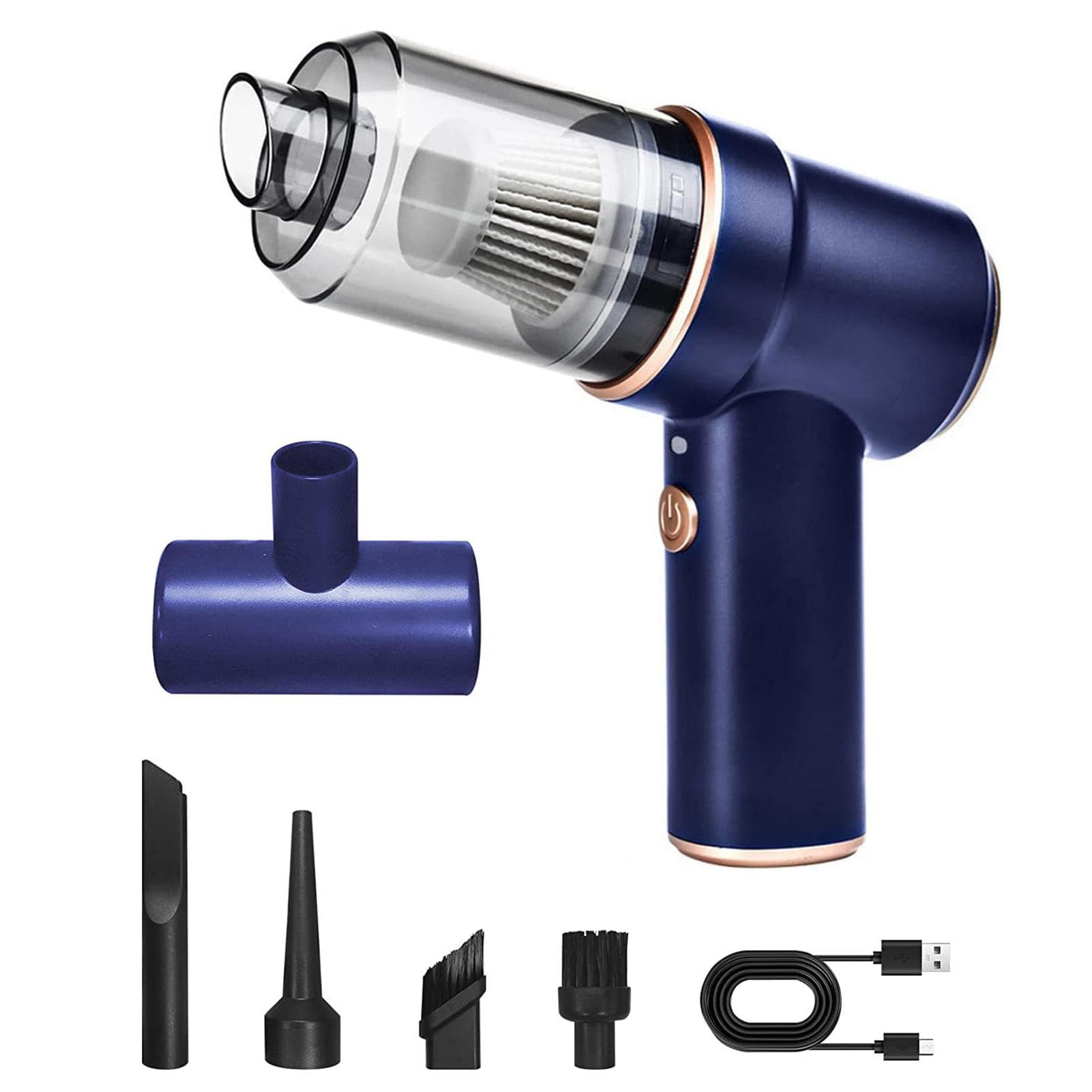 3-in-1 Mini Strong Suction Vacuum Cleaner for Car 4000Pa Powerful Brushless Motor Wireless Handheld Deluxe Model blue