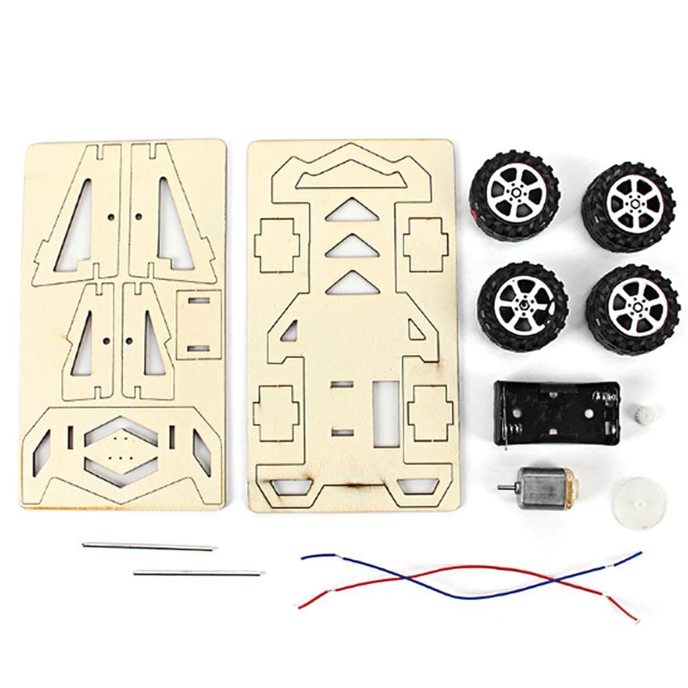 Wood Racing Car DIY Kit Kids Toy DIY Kit Electric Wooden Racing Car for Children Science and
