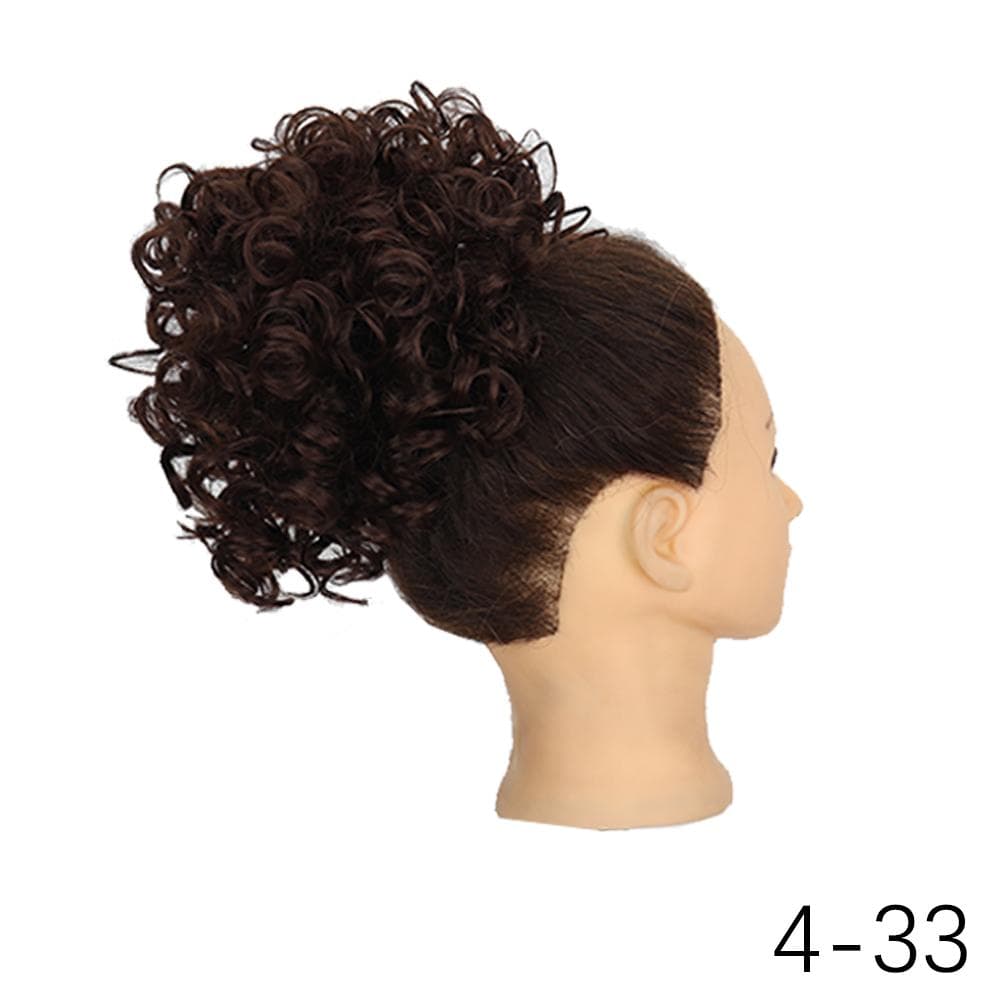 MISSQUEEN Synthetic Short Blonde Ponytail Extension Messy Hair Buns Wig Piece Elastic Drawstring Loose Wave Large Curly Bun Ponytail For Women 25cm