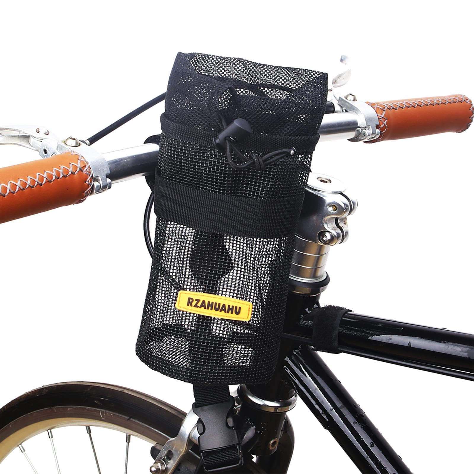 Bike Cup Holder Bicycle Handlebar Mesh Water Bottle Holder Cycling Speaker Tool Storage Bag Pouch black