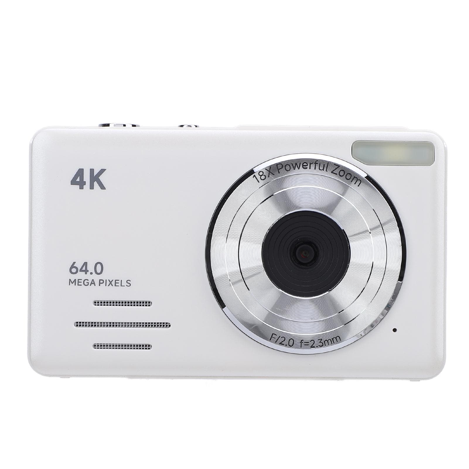 4K 64MP Digital Camera with 18X Digital Zoom Auto Focus Compact Small Camera Multiple Filters Loop white