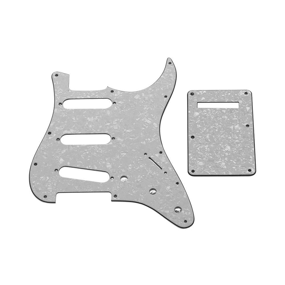 SSS Electric Guitar Pickguard Set with Back Plate Screws Pick Guard for Fender American ST Style White Pearl