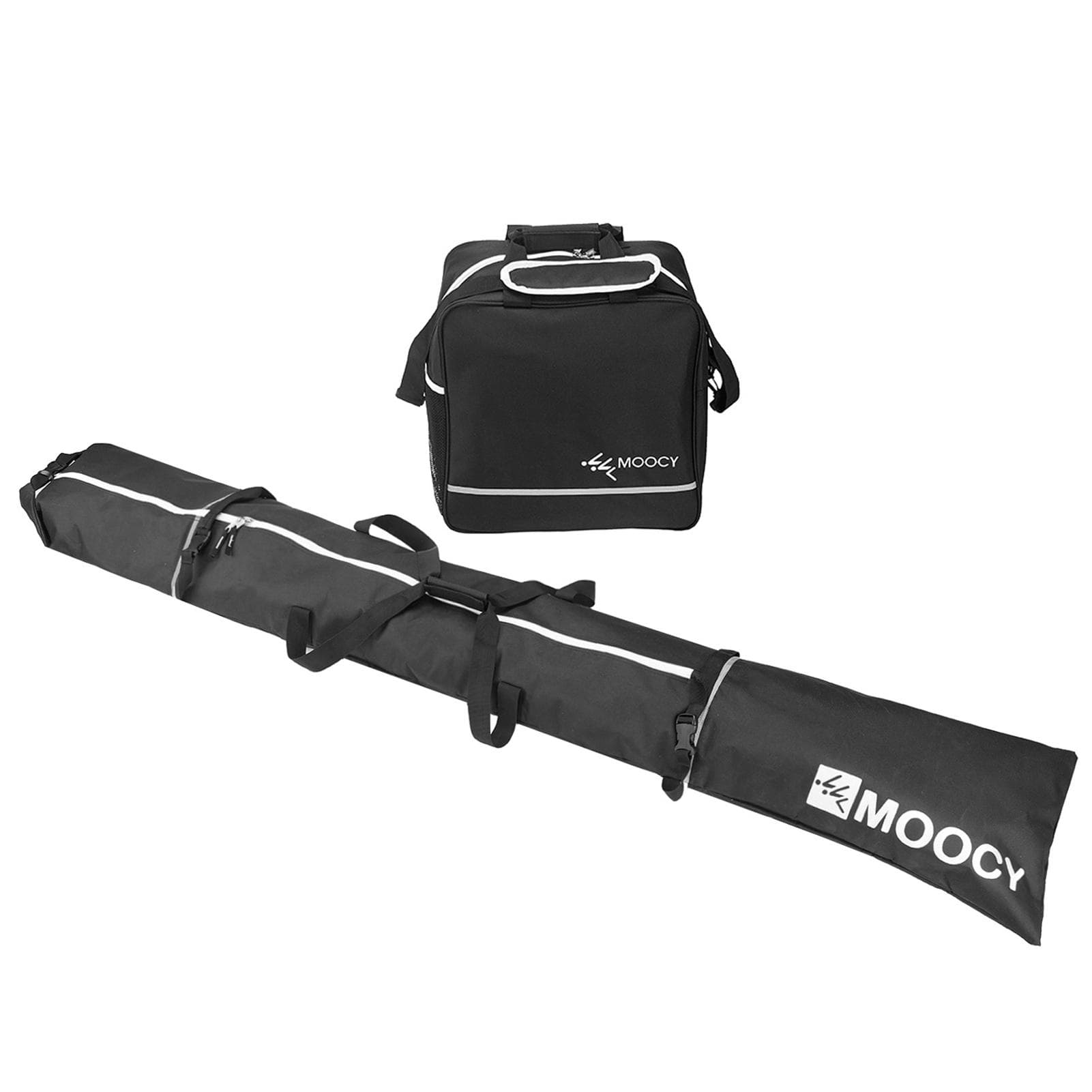 Skis and Boot Bag Combo Portable Skis Storage Bag Padded Waterproof Ski Travel Bags Large Capacity black