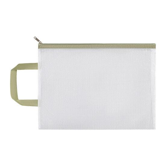 Mesh Zipper Pouch A4 Letter Size Clear Plastic File Bag Waterproof Zip green