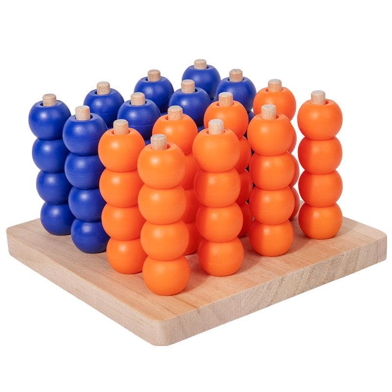 3D Four-in-a-Row Game: Educational Multiplayer Toy, Wooden Boxed, Multicolor, 0.34kg
