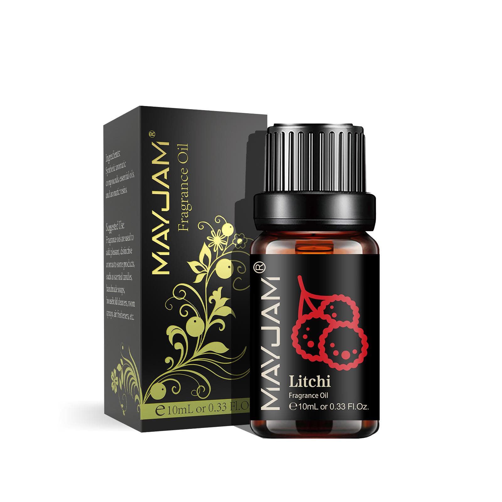 MAYJAM 10ml Fruit Essential Oils Cherry Strawberry Mango Fruit Oils for Humidifier Air Fresh Diffuser  DIY Fruit Perfume Skin & Hair Care Litchi