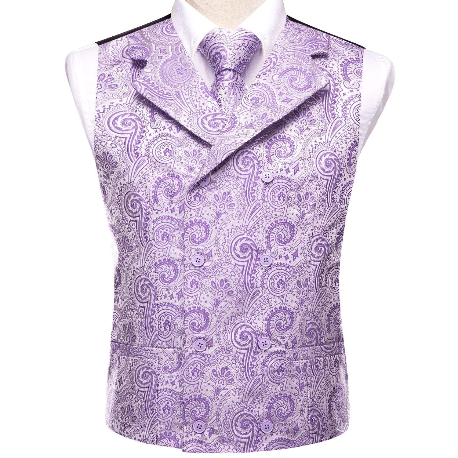 Mens Silk Victorian Vest Paisley Waistcoat Tie Hanky Cufflinks Set For Wedding L