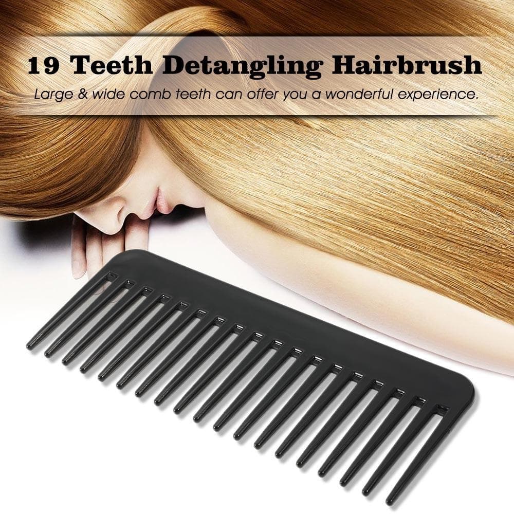 19 Teeth Large Wide Tooth Comb Detangling Hairbrush Heat-resistant Anti-static Scalp Massage ABS Hai
