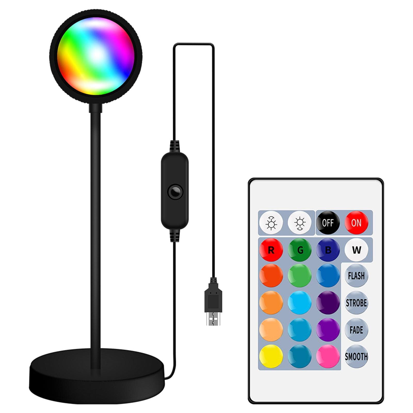 RGB Sunset Atmospheres Lamp 360 degrees Adjustable Sunset Projection Light USB Romantic LEDs Night Light white